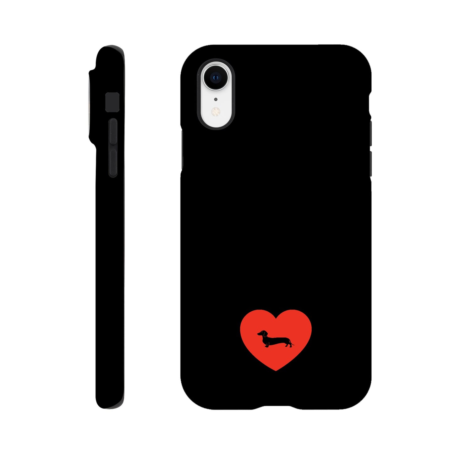 Dackel iPhone Handyhülle "Pablo Love" - Motiv schwarz unten - iPhone XR