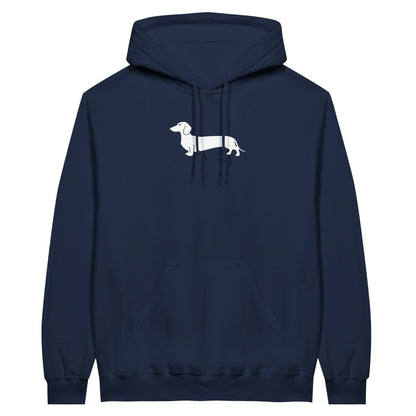 Dackel Hoodie "Pablo" Unisex Pullover - Motiv groß weiß - Marine