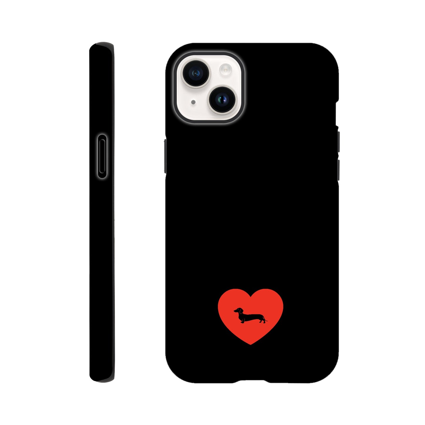 Dackel iPhone Handyhülle "Pablo Love" - Motiv schwarz unten - iPhone 14 Plus