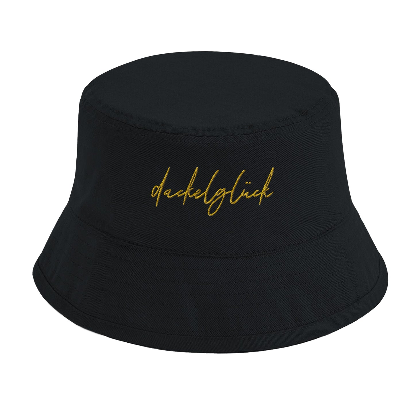 Dackel Bucket-Hat "Dackelglück" - Motiv gelb - Black