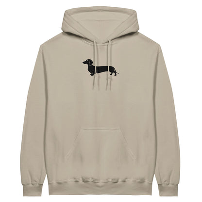 Dackel Hoodie "Pablo" Unisex Pullover - Motiv groß schwarz - Sand