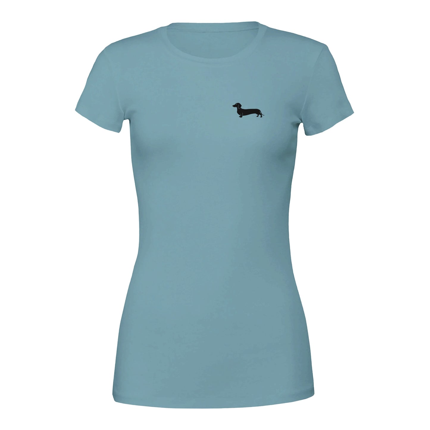 Dackel Damen T-Shirt "Pablo" - Motiv schwarz - Baby Blue