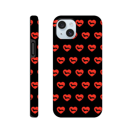 Dackel iPhone Handyhülle "Pablo Love" - Motiv Muster schwarz - iPhone 15 Plus