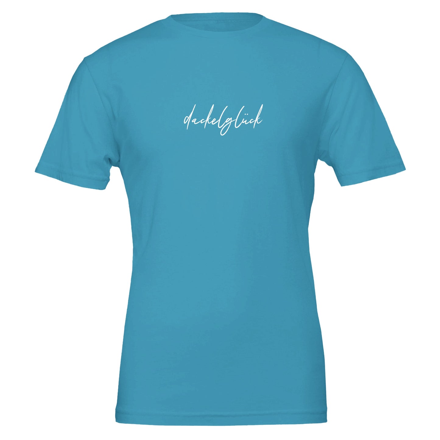 Dackel Unisex T-Shirt "Dackelglück" - Motiv weiß - Aqua