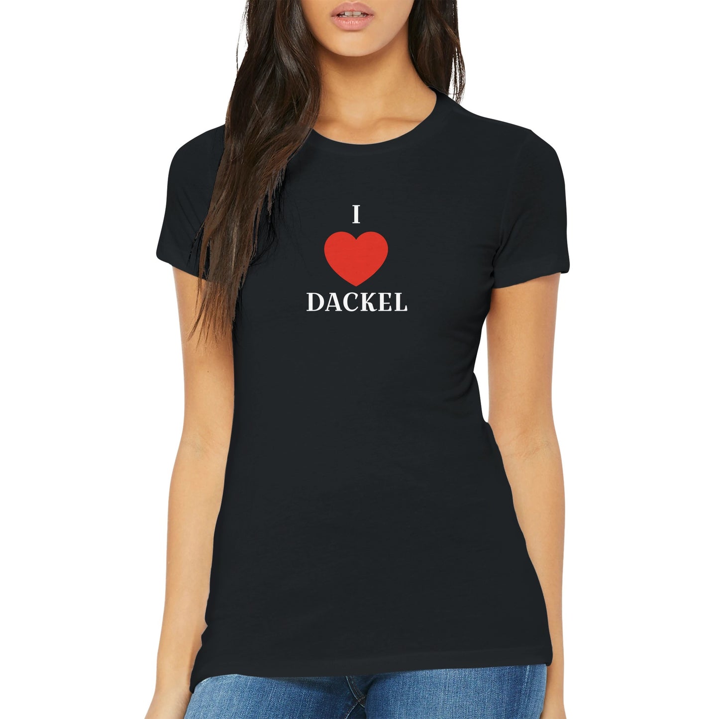 Dackel Damen T-Shirt "Love" - Motiv weiß -