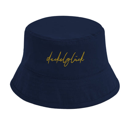 Dackel Bucket-Hat "Dackelglück" - Motiv gelb - Navy