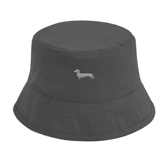 Dackel Bucket-Hat "Pablo" - Motiv hell - Graphitgrau