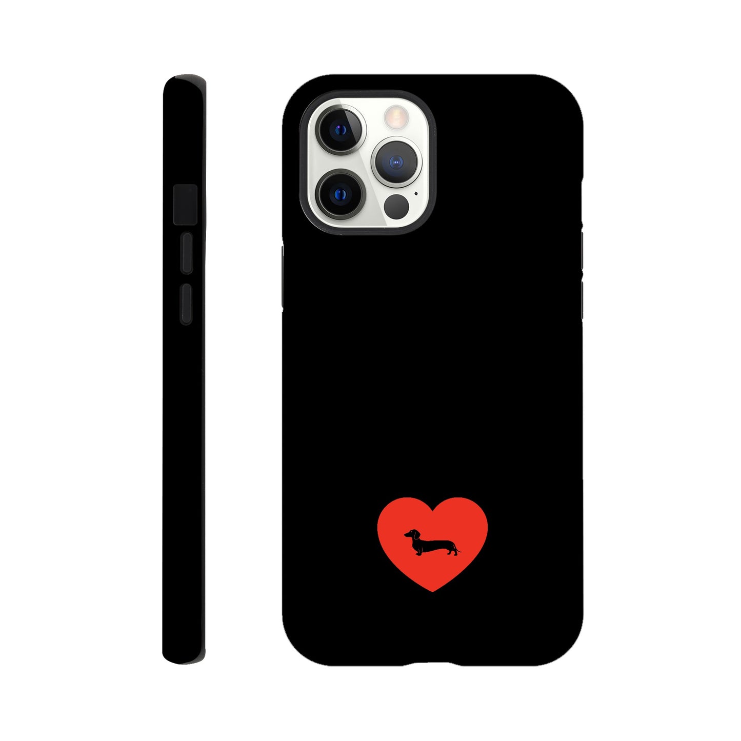 Dackel iPhone Handyhülle "Pablo Love" - Motiv schwarz unten - iPhone 12 Pro Max