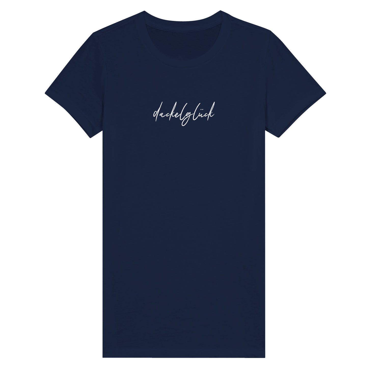 Dackel Damen T-Shirt "Dackelglück" - Motiv weiß - Navy