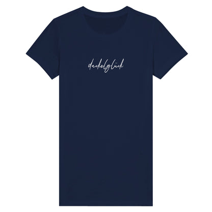 Dackel Damen T-Shirt "Dackelglück" - Motiv weiß - Navy