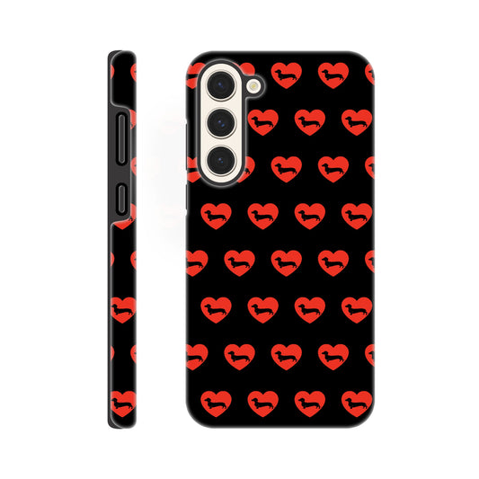 Dackel Samsung Handyhülle "Pablo Love" - Motiv Muster schwarz - Galaxy S23 Plus