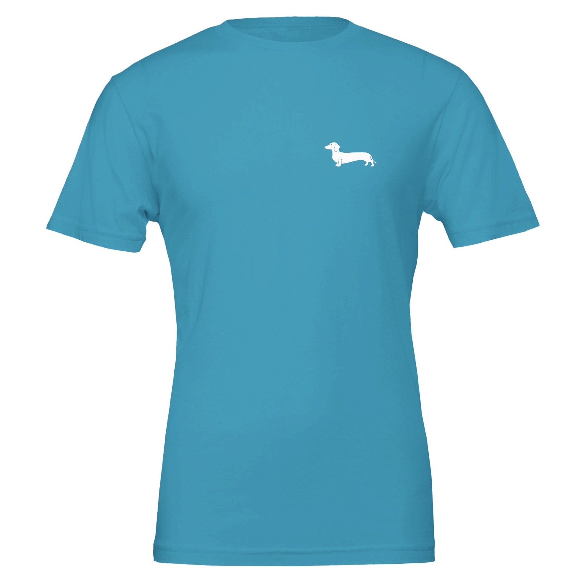 Dackel Unisex T-Shirt "Pablo" - Motiv weiß - Aqua