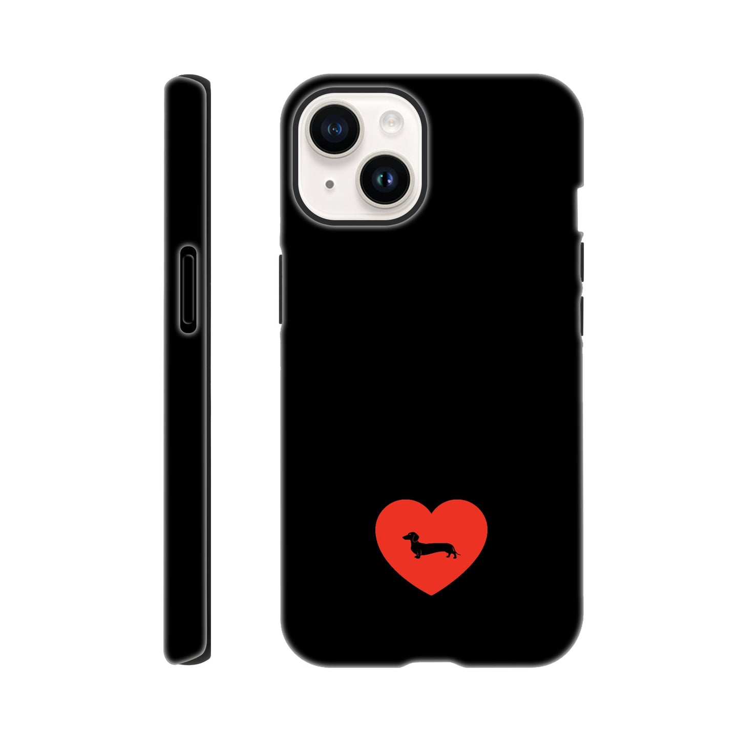 Dackel iPhone Handyhülle "Pablo Love" - Motiv schwarz unten - iPhone 14