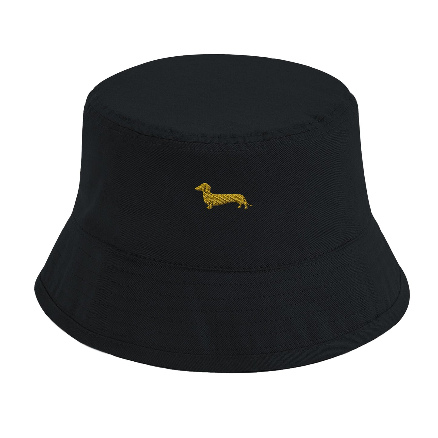 Dackel Bucket-Hat "Pablo" - Motiv gelb - Black