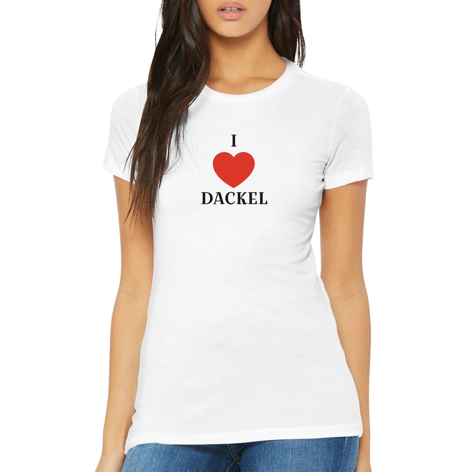 Dackel Damen T-Shirt "Love" - Motiv schwarz -