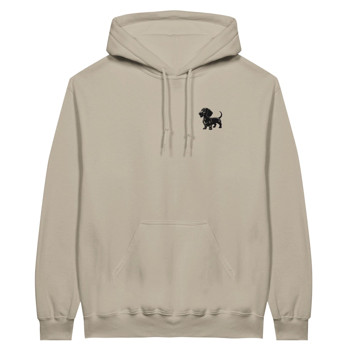 Dackel Hoodie "Gustav" Unisex Pullover - Motiv schwarz - Sand