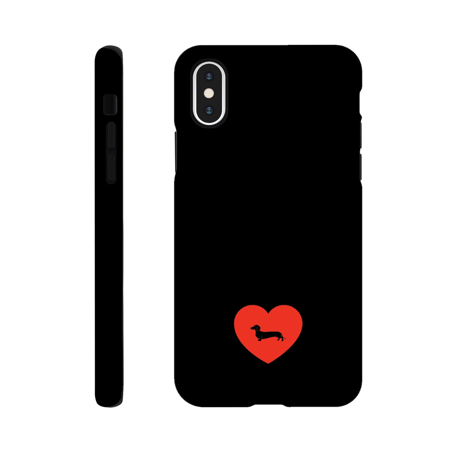 Dackel iPhone Handyhülle "Pablo Love" - Motiv schwarz unten - iPhone XS