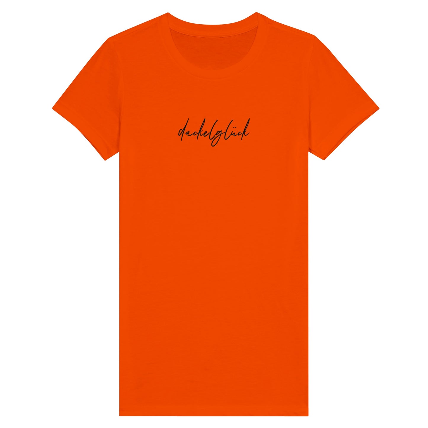 Dackel Damen T-Shirt "Dackelglück" - Motiv schwarz - Orange