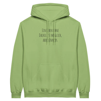 Dackel Hoodie "Sinnlos" Unisex Pullover - Motiv schwarz - pistachio