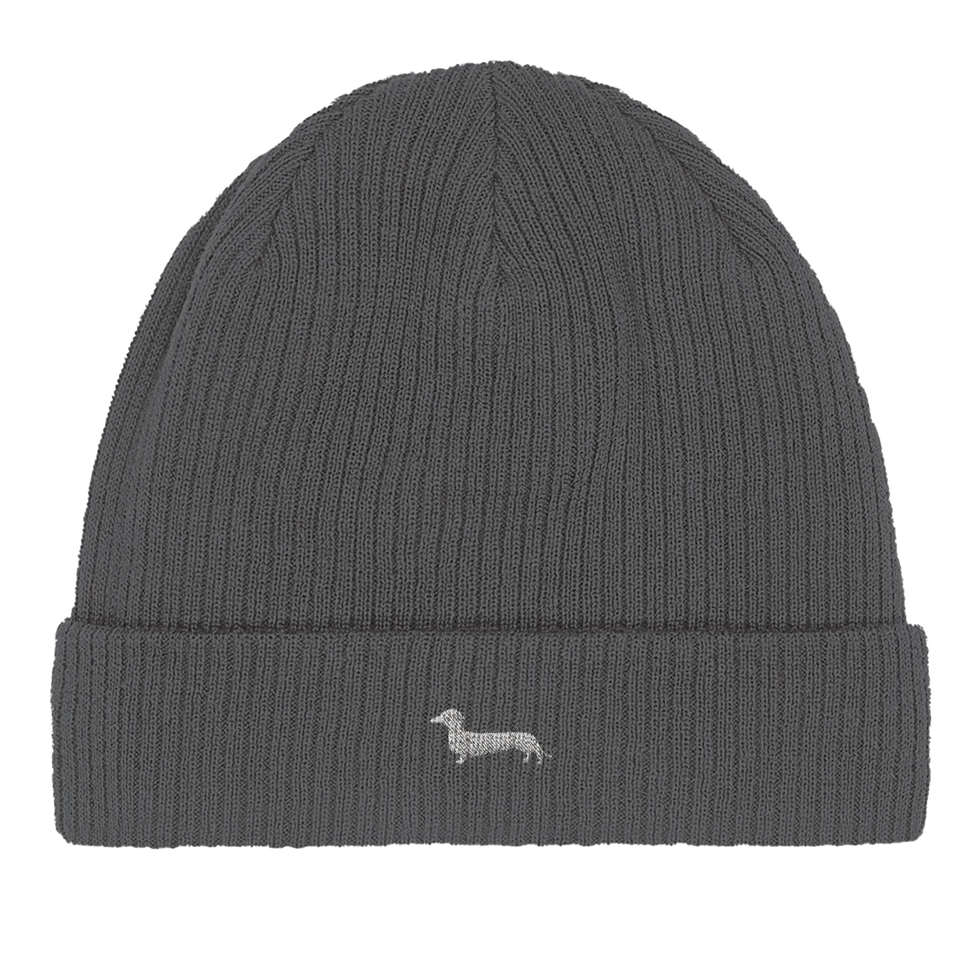 Dackel Baumwoll-Beanie "Pablo" - Motiv hell - Graphite Grey