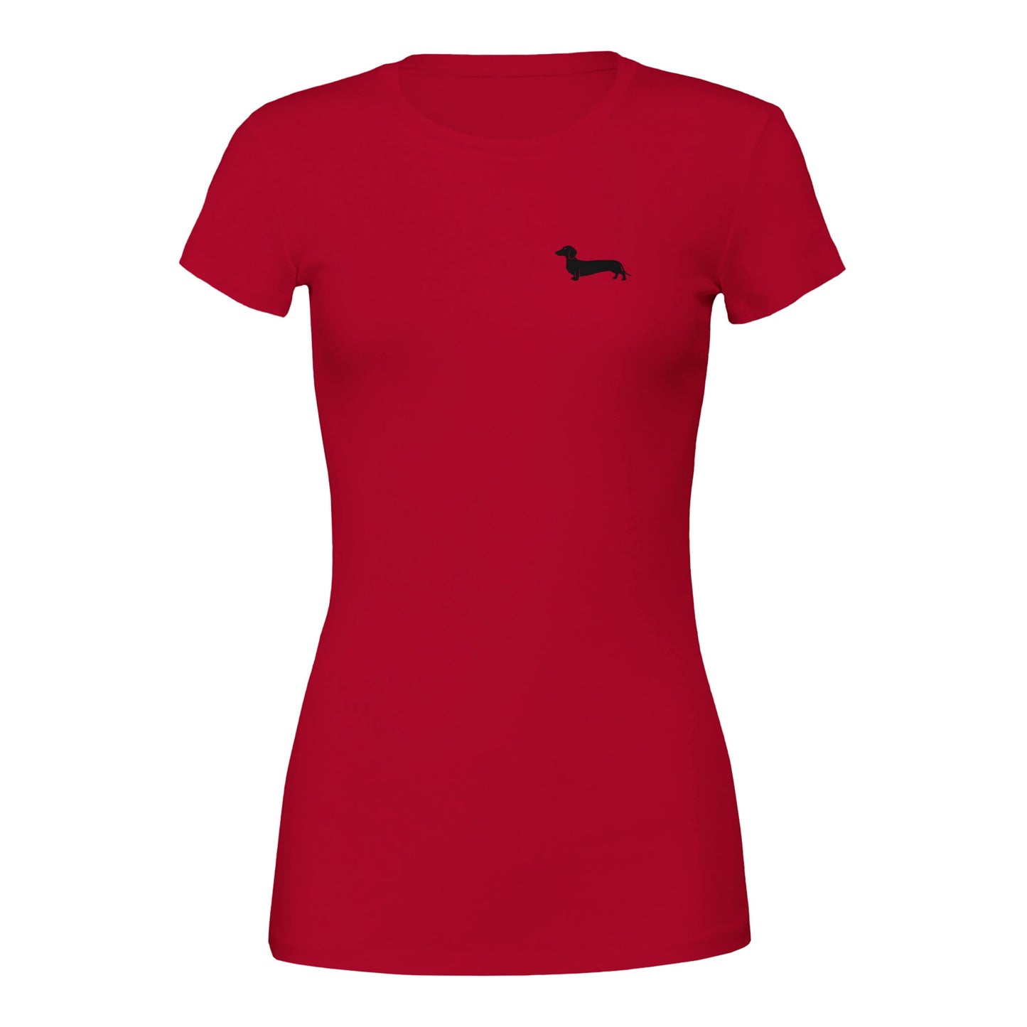 Dackel Damen T-Shirt "Pablo" - Motiv schwarz - Rot