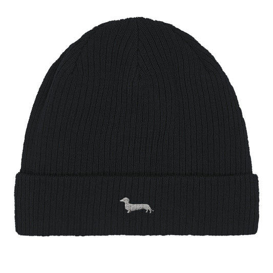 Dackel Baumwoll-Beanie "Pablo" - Motiv hell - Black