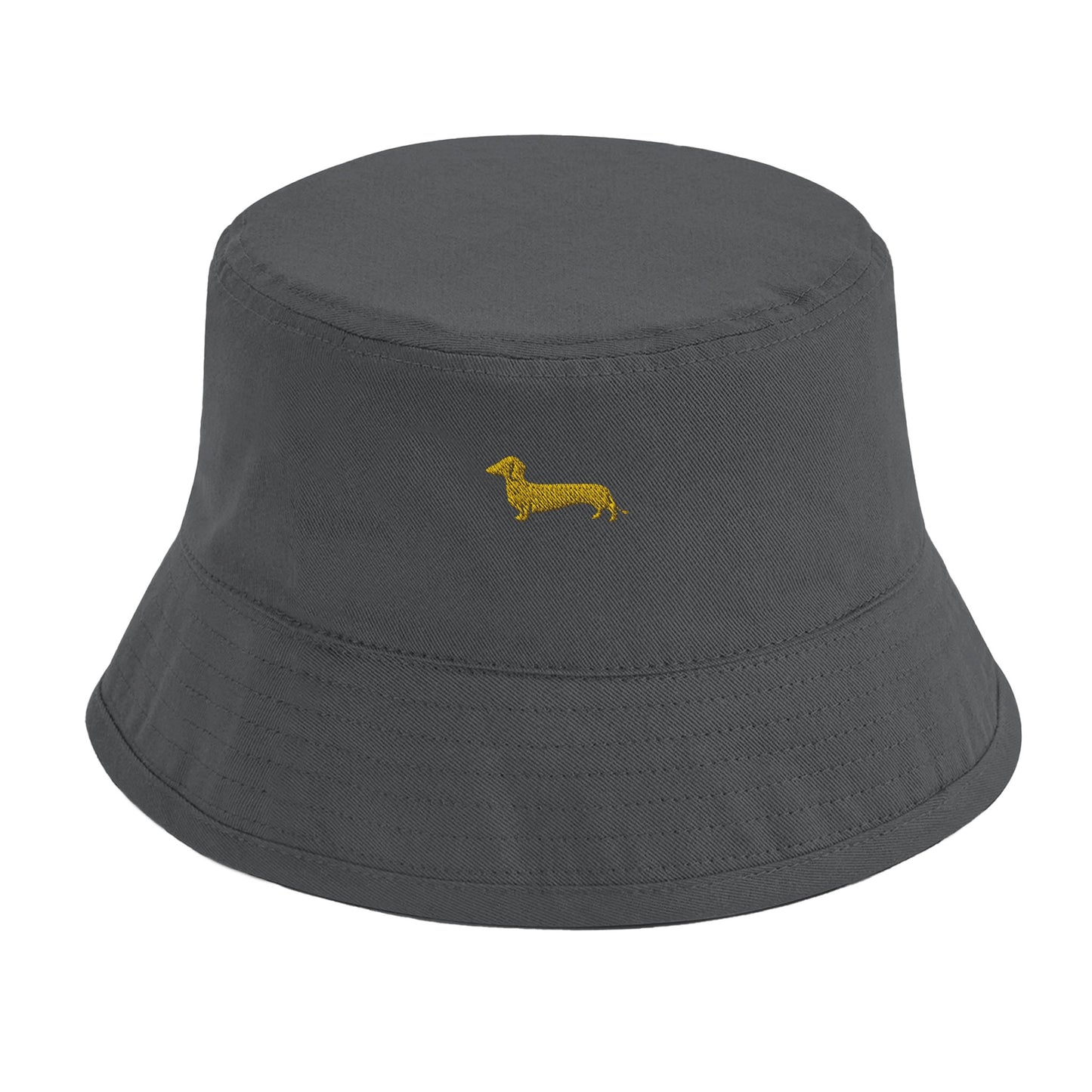 Dackel Bucket-Hat "Pablo" - Motiv gelb - Graphite Grey