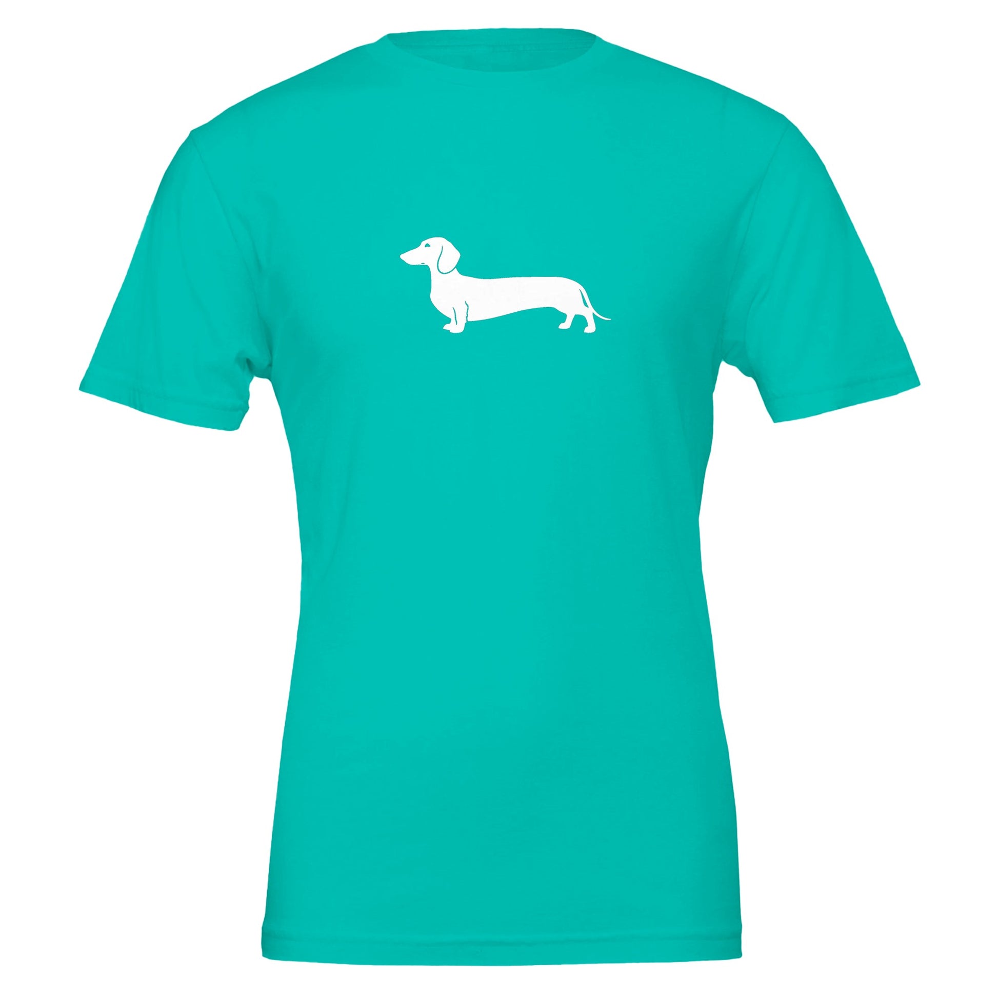 Dackel Unisex T-Shirt "Pablo" - Motiv groß weiß - Teal