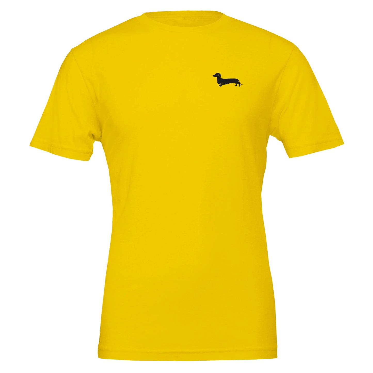 Dackel Unisex T-Shirt "Pablo" mit Rundhalsausschnitt - Motiv schwarz - Maize Yellow