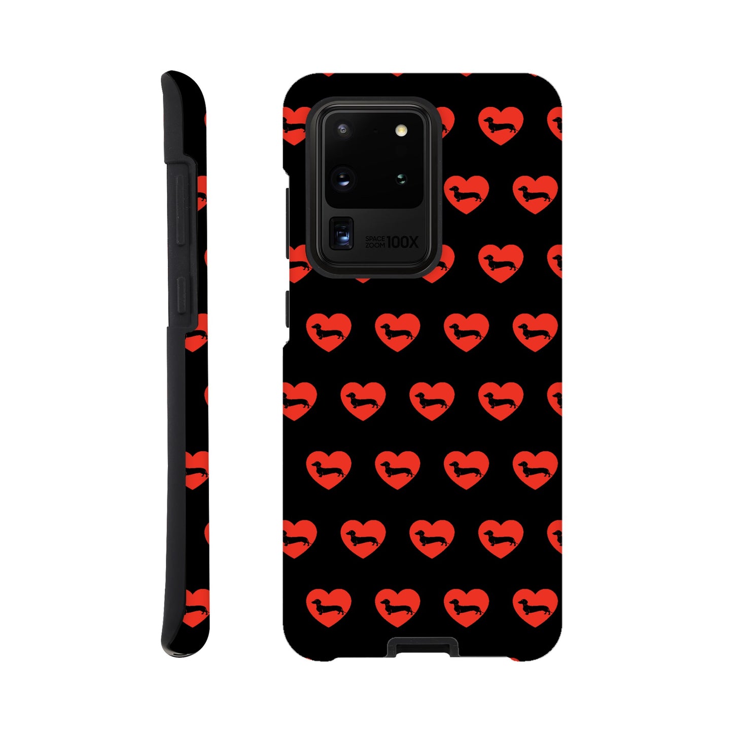 Dackel Samsung Handyhülle "Pablo Love" - Motiv Muster schwarz - Galaxy S20 Ultra