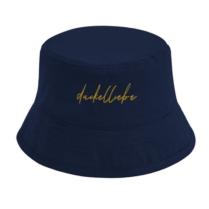 Dackel Bucket-Hat "Dackelliebe" - Motiv gelb - Navy