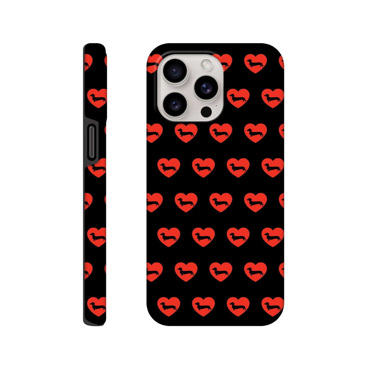 Dackel iPhone Handyhülle "Pablo Love" - Motiv Muster schwarz - iPhone 15 Pro Max