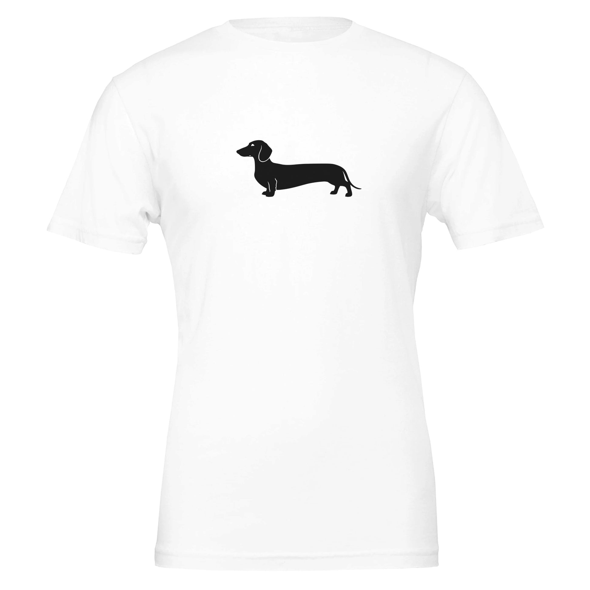 Dackel Unisex T-Shirt "Pablo" mit Rundhalsausschnitt - Motiv groß schwarz - White