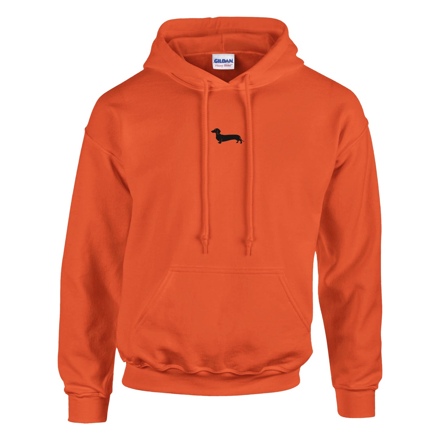 Dackel Hoodie "Pablo" Unisex Pullover - Motiv schwarz - Orange