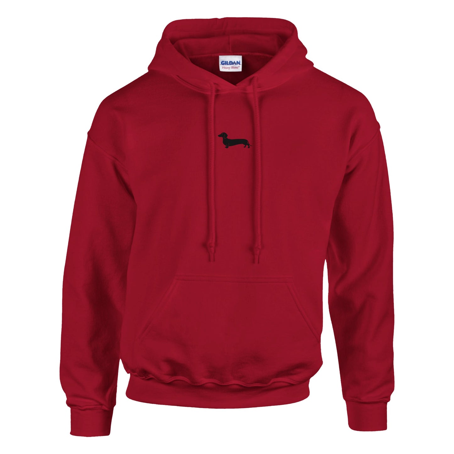 Dackel Hoodie "Pablo" Unisex Pullover - Motiv schwarz - Kirschrot