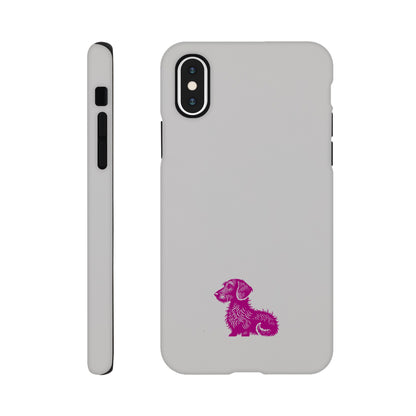 Dackel iPhone Handyhülle "Heidi" - Lila unten - iPhone XS