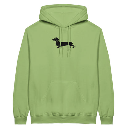 Dackel Hoodie "Pablo" Unisex Pullover - Motiv groß schwarz - pistachio