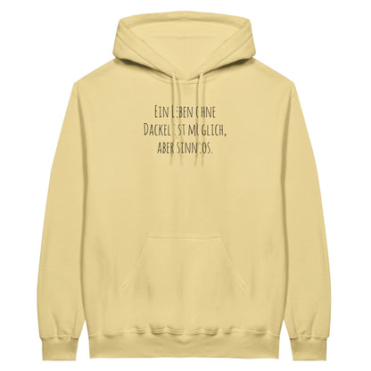 Dackel Hoodie "Sinnlos" Unisex Pullover - Motiv schwarz - yellow haze