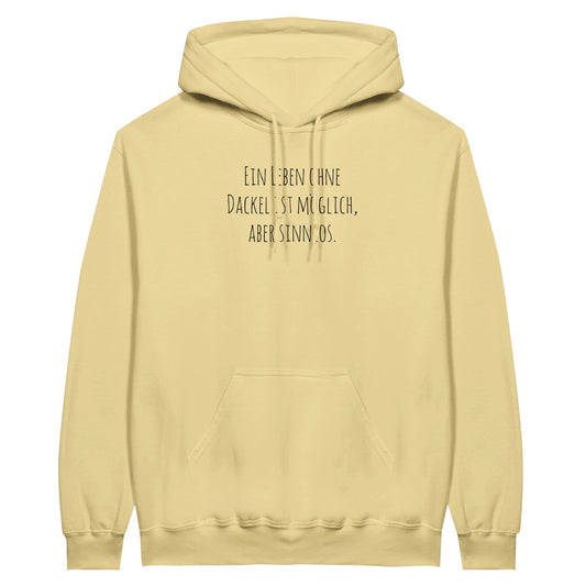 Dackel Hoodie "Sinnlos" Unisex Pullover - Motiv schwarz - yellow haze