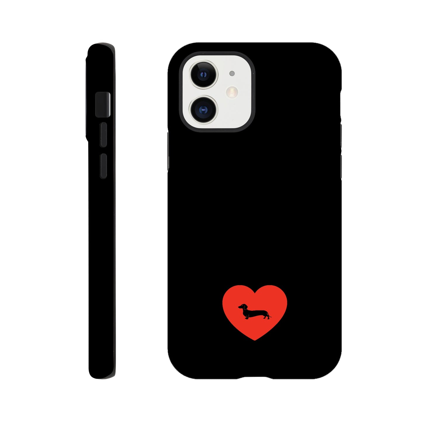 Dackel iPhone Handyhülle "Pablo Love" - Motiv schwarz unten - iPhone 12