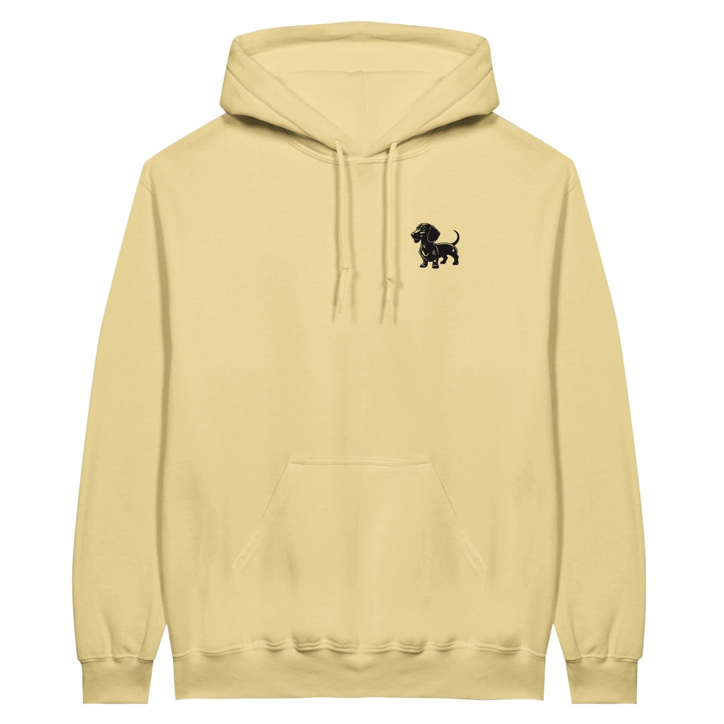 Dackel Hoodie "Gustav" Unisex Pullover - Motiv schwarz - yellow haze