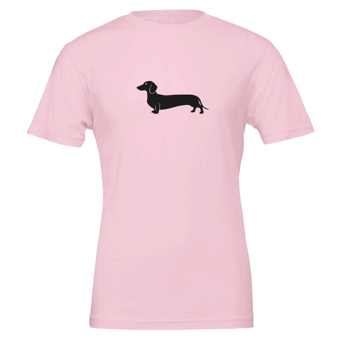 Dackel Unisex T-Shirt "Pablo" mit Rundhalsausschnitt - Motiv groß schwarz - Pink