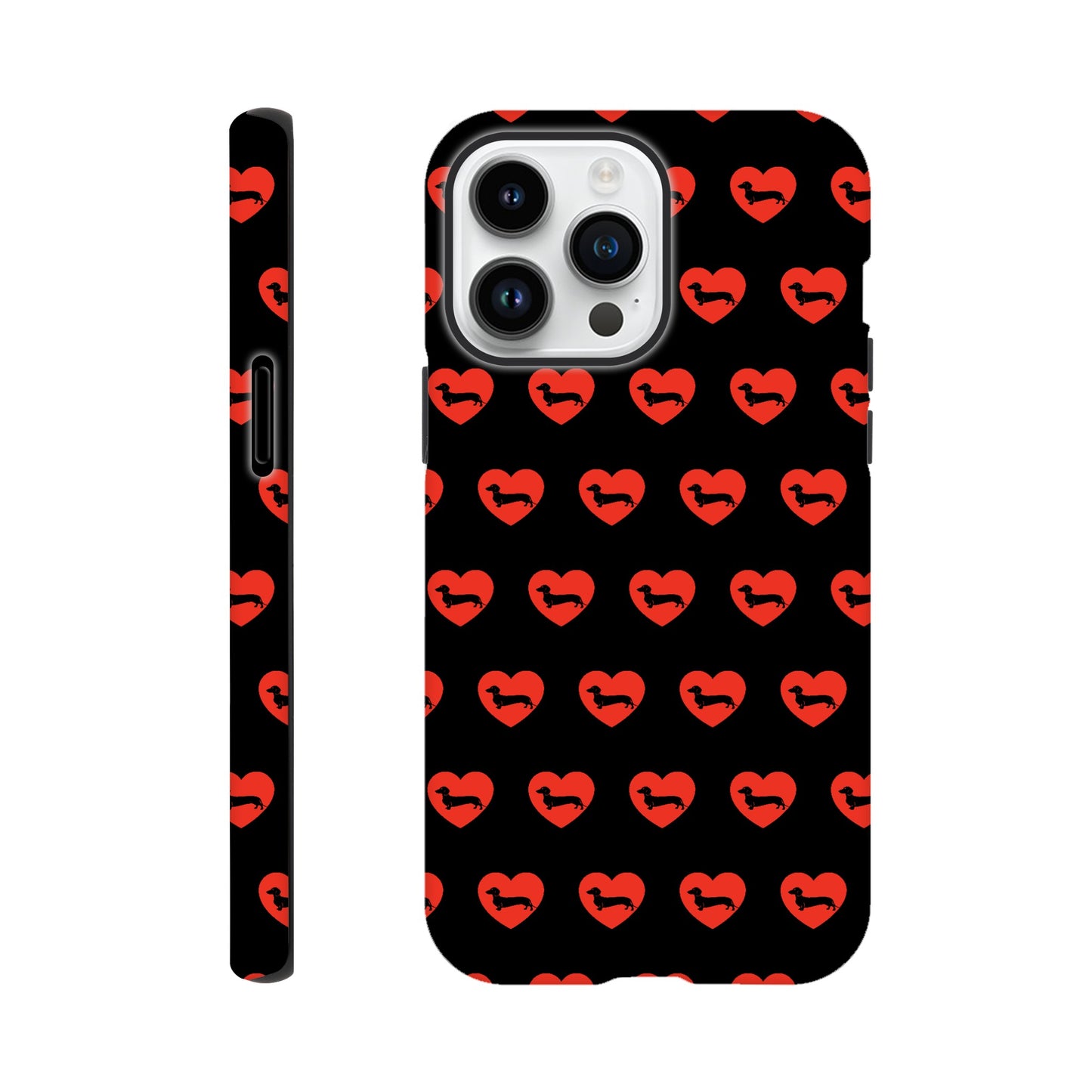 Dackel iPhone Handyhülle "Pablo Love" - Motiv Muster schwarz - iPhone 14 Pro Max