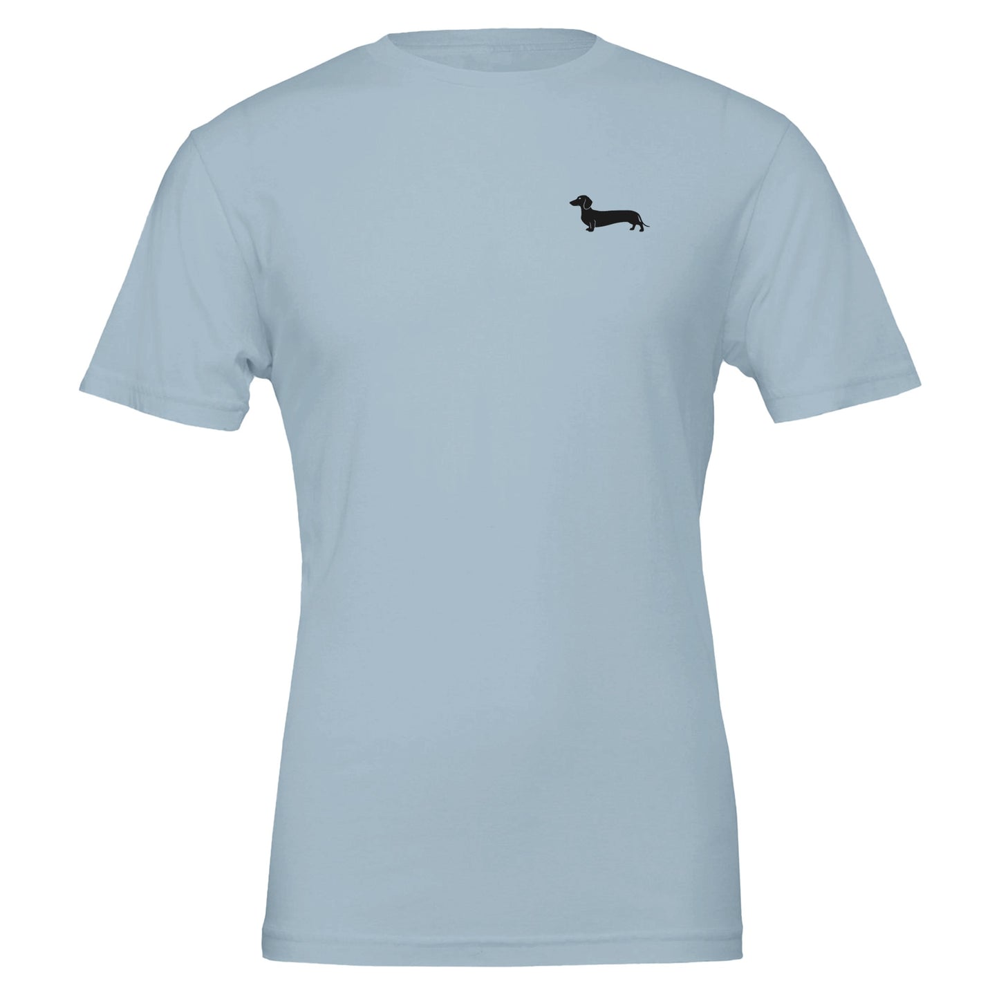 Dackel Unisex T-Shirt "Pablo" mit Rundhalsausschnitt - Motiv schwarz - Light Blue