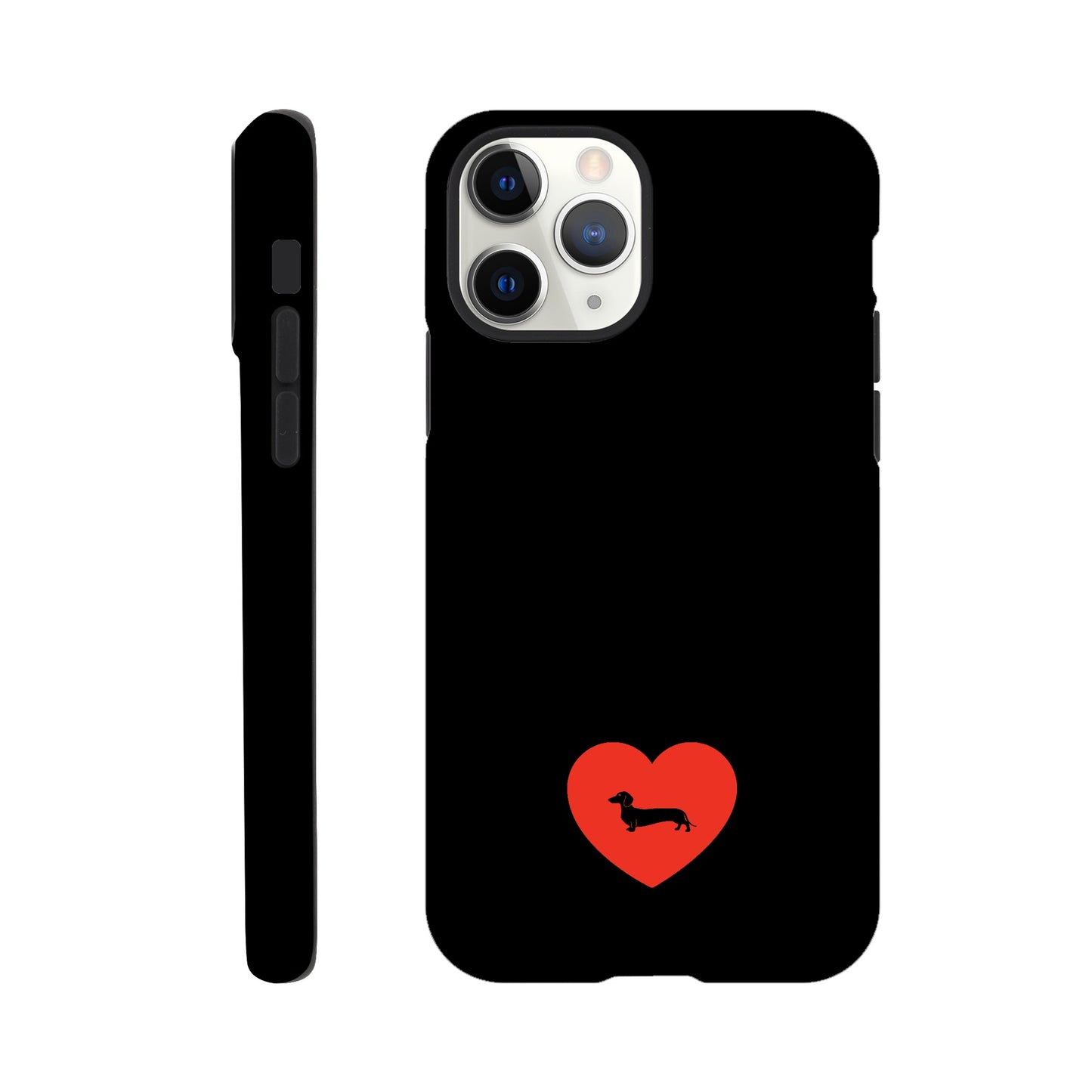 Dackel iPhone Handyhülle "Pablo Love" - Motiv schwarz unten - iPhone 11 Pro