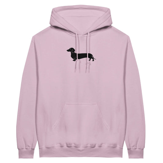 Dackel Hoodie "Pablo" Unisex Pullover - Motiv groß schwarz - Hell-Pink