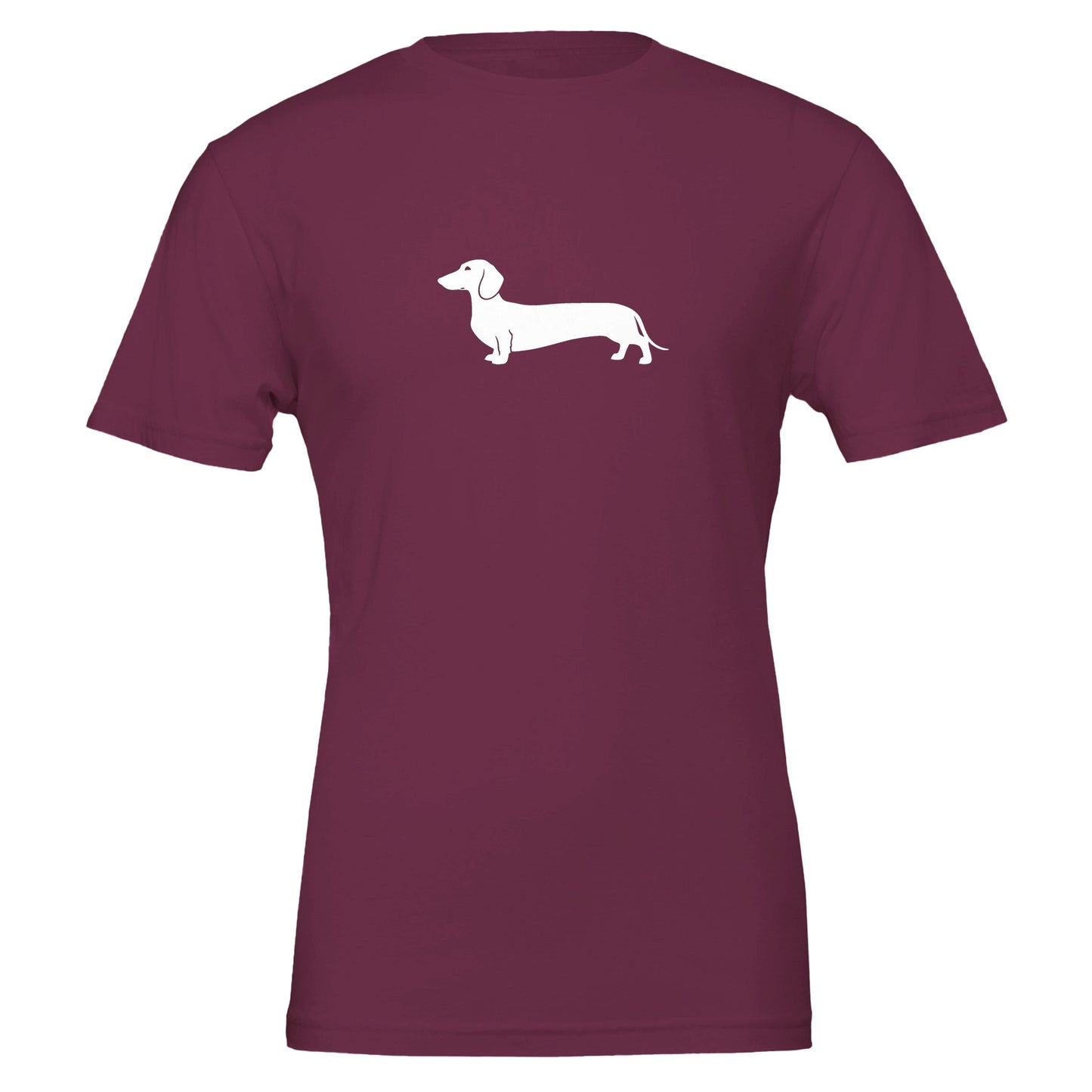 Dackel Unisex T-Shirt "Pablo" - Motiv groß weiß - Maroon