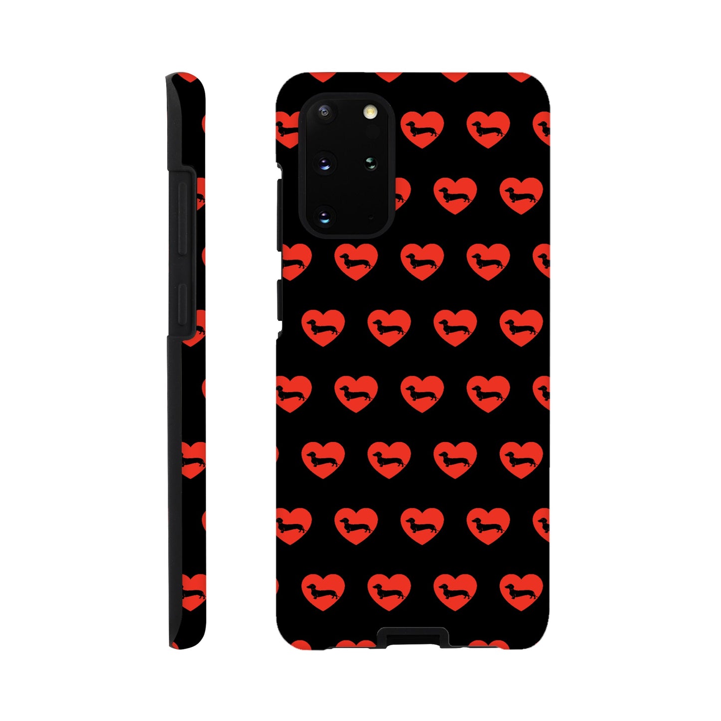 Dackel Samsung Handyhülle "Pablo Love" - Motiv Muster schwarz - Galaxy S20 Plus