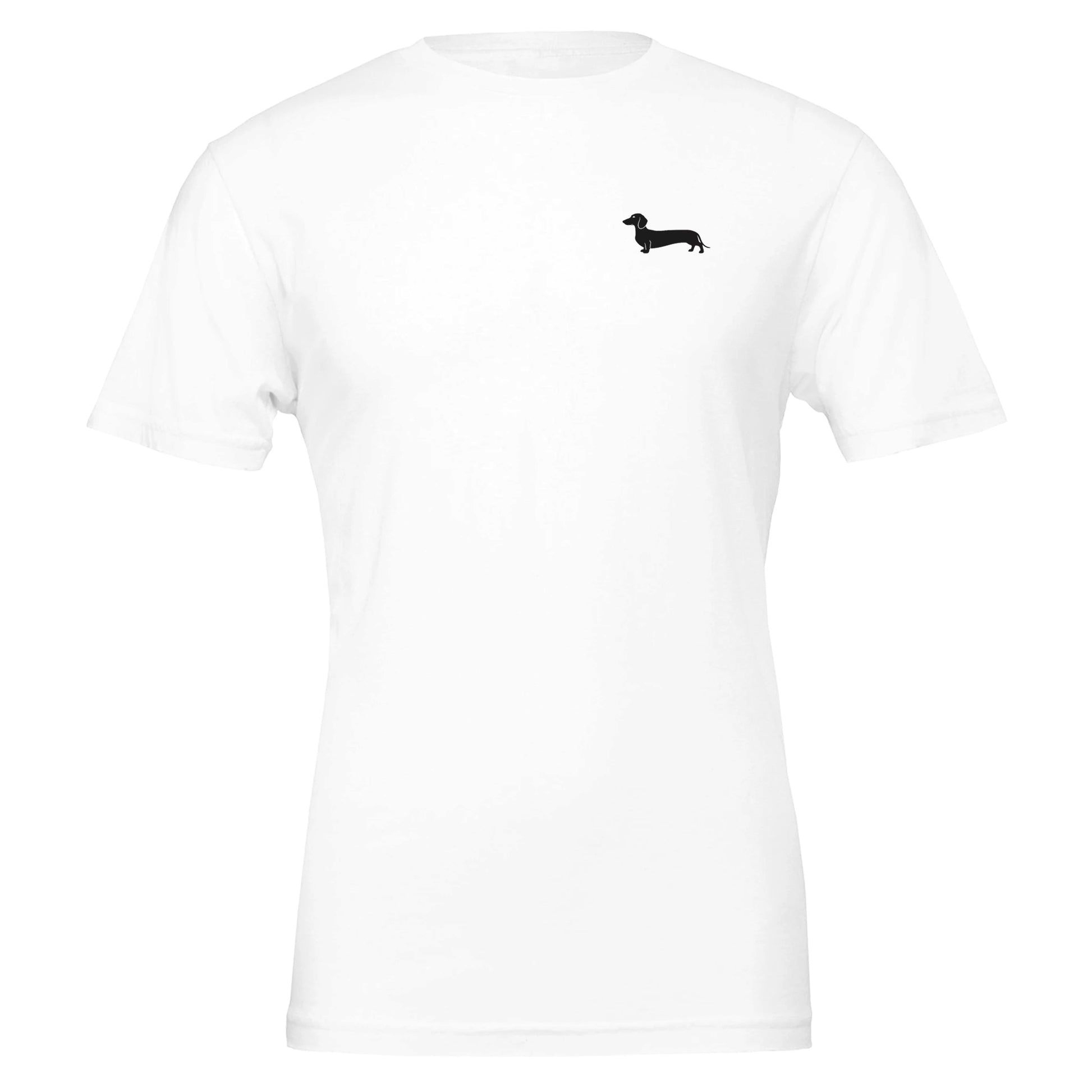 Dackel Unisex T-Shirt "Pablo" mit Rundhalsausschnitt - Motiv schwarz - White