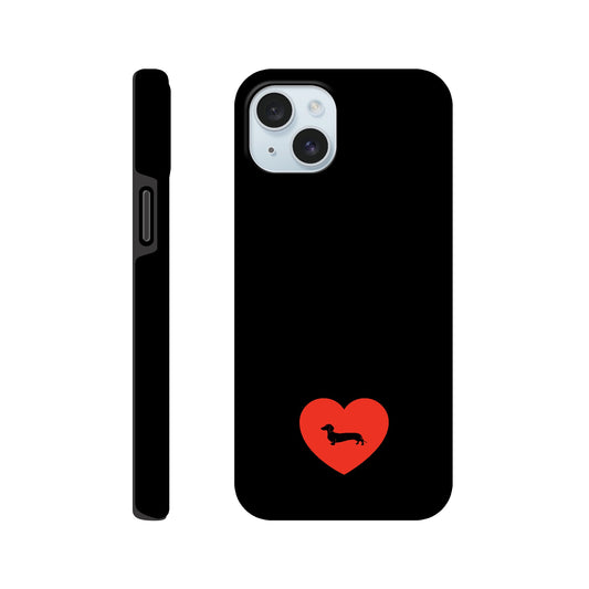 Dackel iPhone Handyhülle "Pablo Love" - Motiv schwarz unten - iPhone 15 Plus